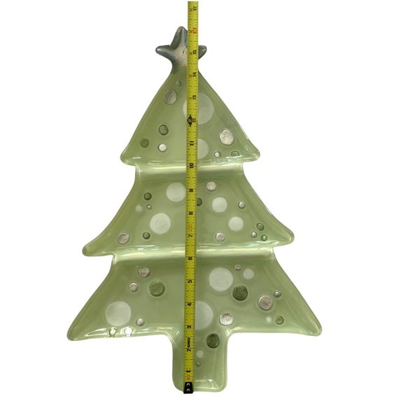Lori Siebert for Silvestri Hand Blown Glass Christmas Tree Divided Platter - Picture 10 of 11